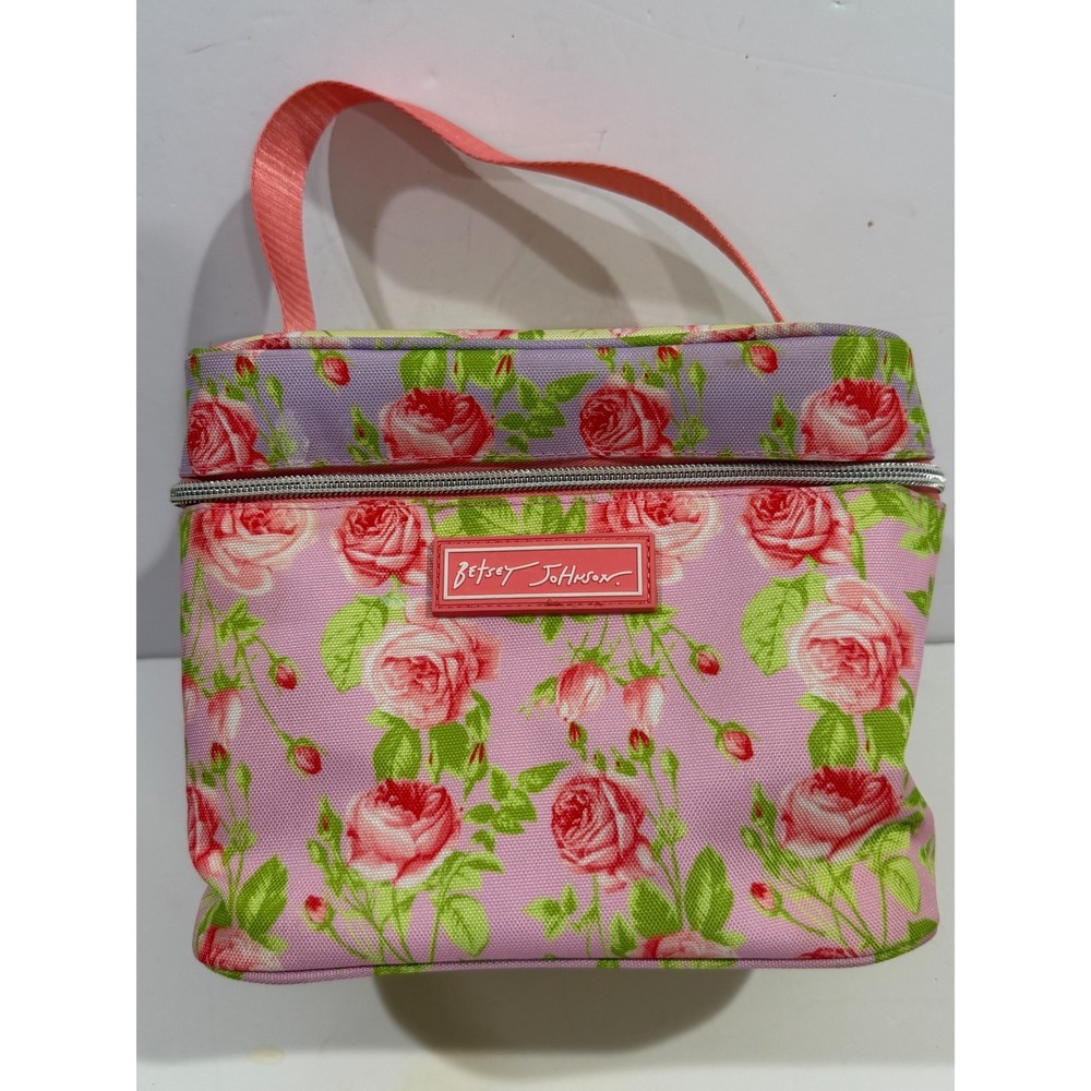 Betsey Johnson Rose Print 6 Pack Insulated Lunch Bag Train Case Cooler